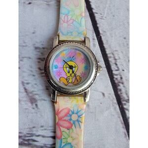 Armitron Tweety Bird Watch with Floral Pastel Dial & Band Women’s Untested Read